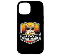 Carcasa para iPhone 15 Hago lo Que Quiero, Amante del dueño de un Gato, Divertido, Retro, Broma Vintage