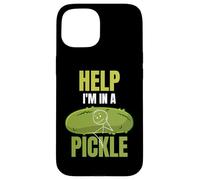 Carcasa para iPhone 15 Help I'm In A Pickle Sarcástico Juego de Palabras Divertido para el Amante de los pepinillos