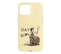 Carcasa para iPhone 15 Heno Girl Funny Farm Cowgirl Western Rustic Granero Vida