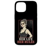 Carcasa para iPhone 15 Her Life Her Rules Cita Independiente Pin Up Girl