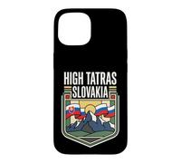 Carcasa para iPhone 15 High Tatras Bandera de Eslovaquia Vintage Mountain Travel Art