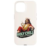 Carcasa para iPhone 15 Holy Chill Funny Jesus Coffee Humor Pecar no es Ganar