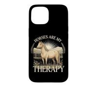 Carcasa para iPhone 15 Horses Are My Therapy Caballos Equitación