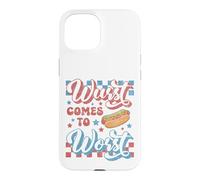 Carcasa para iPhone 15 Hotdog Wurst llega a lo Peor Divertido Perrito Caliente del 4 de Julio