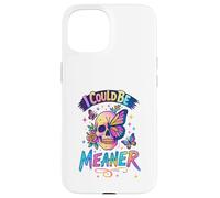 Carcasa para iPhone 15 I Could Be Meaner Skull Butterfly Art, Dark Gothic Floral