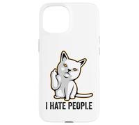 Carcasa para iPhone 15 I Hate People Sign,Funny Cat Giving The Finger Flipping Off