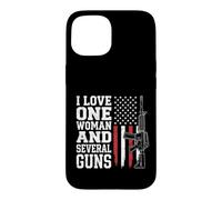 Carcasa para iPhone 15 I Love-One Woman and Several Guns Lover American Flag Funny