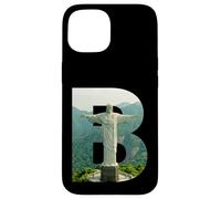 Carcasa para iPhone 15 Iconic Brasil Paisaje Cristo Redentor Letra B