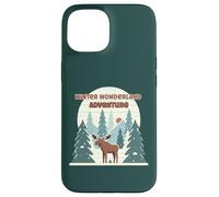 Carcasa para iPhone 15 Impresión Trasera de Moose Forest Winter Adventure
