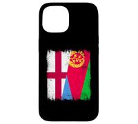 Carcasa para iPhone 15 Inglaterra Eritrea Media Bandera Inglesa Herencia Eritrea