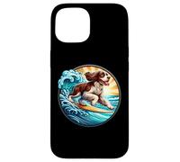 Carcasa para iPhone 15 Inglés Springer Spaniel Perro Surfing Surfer Dueño Tabla de Surf
