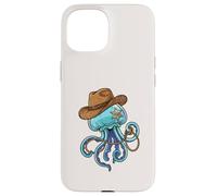 Carcasa para iPhone 15 Jellyfish Western Sheriff Cowboy Funny Ocean Animal