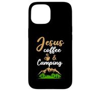 Carcasa para iPhone 15 Jesus Coffee and Camping Cafeine Barista Camp Lover