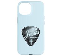 Carcasa para iPhone 15 Jesús Guitarra Púa Silueta Fe Cristiana
