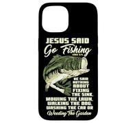 Carcasa para iPhone 15 Jesus Said Go Fishing Fish Story Biblia Pesca Pesca de lubina