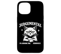 Carcasa para iPhone 15 Judgemental Cat Im Judging You Seriously Funny Cat Gráfico