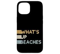 Carcasa para iPhone 15 Juego de Palabras Retro de los Ochenta en la Playa | ¿Qué Pasa Playas