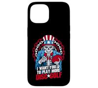 Carcasa para iPhone 15 Jugar Más Disco Golf Frolf Patriótico Goth USA Uncle Sam Skull