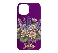 Carcasa para iPhone 15 July Birth Flower Larkspur & Water Lily Cute Floral Birthday