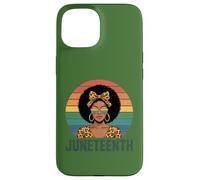 Carcasa para iPhone 15 Juneteenth 1865 Mujeres Afro Leopard Melanina Libertad