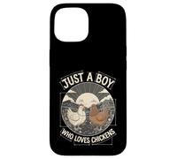 Carcasa para iPhone 15 Just A Boy Who Loves Chickens Retro Farm Blueprint Livestock