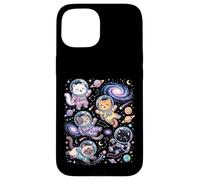 Carcasa para iPhone 15 Kawaii Space Cats Astronauta Galaxia Estrellas Planetas