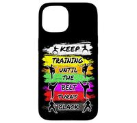 Carcasa para iPhone 15 Keep Training Until The Belt Turns Black Retro Karate