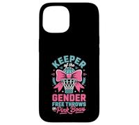 Carcasa para iPhone 15 Keeper of The Gender Reveal Free Throws or Pink Bows Party