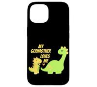 Carcasa para iPhone 15 Kids My Godmother Loves Me Dinosaur for Godson Gifts
