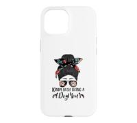 Carcasa para iPhone 15 Kinda Busy Being A Dog Mom Pharaoh Hound Funny Messy Bun