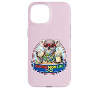 Carcasa para iPhone 15 Koala Bear Autism Mom Life Donut Milkshake Gafas de Sol TDAH