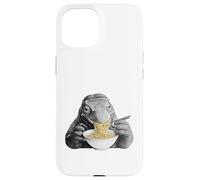 Carcasa para iPhone 15 Komodo Dragon Comiendo Fideos Ramen Divertido Amante de Reptiles