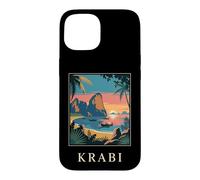 Carcasa para iPhone 15 Krabi Tailandia Tropical Coast Sunset Retro Viaje Diseño