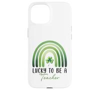 Carcasa para iPhone 15 La Suerte de ser Maestra: Día de San Patricio, Shamrock Rainbow