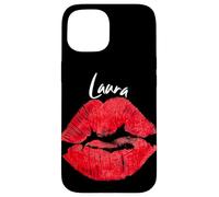 Carcasa para iPhone 15 Laura Red Lips Nombre Personalizado