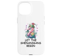 Carcasa para iPhone 15 Let The Shenanigans Begin Mardi Gras Flamingo St Patrick's
