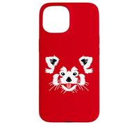 Carcasa para iPhone 15 Linda Cara de Panda Rojo en un Rojo