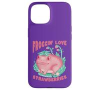 Carcasa para iPhone 15 Linda Rana Froggin' Amor Fresas Dibujos Animados