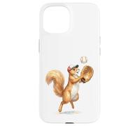 Carcasa para iPhone 15 Lindo Atrapador de Jugador de béisbol de Ardilla, Arte de Acuarela