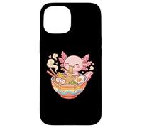 Carcasa para iPhone 15 Lindo Axolotl Come Fideos Ramen, gráfico Kawaii de Axolotl