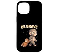 Carcasa para iPhone 15 Lindo Baby Monkey Be Brave Viral Meme Peluche Emocional