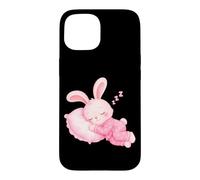 Carcasa para iPhone 15 Lindo Conejo Rosa en Pijamas durmiendo Dulces sueños niños Duermen
