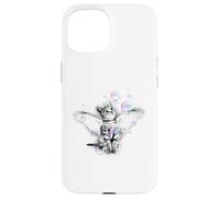 Carcasa para iPhone 15 Lindo diseño estético de Gato soñador Gatito Burbuja Arte Suave Pasado