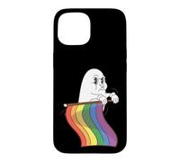 Carcasa para iPhone 15 Lindo Fantasma LGBTQ sosteniendo la Bandera del Arco Iris Orgullo LGBT Halloween
