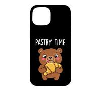 Carcasa para iPhone 15 Lindo Oso Croissant Pastelería Dibujos Animados Panadería Arte Animal Francés
