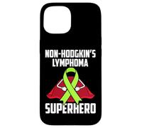 Carcasa para iPhone 15 Linfoma no Hodgkin Cinta Verde Guerrero Superhéroe