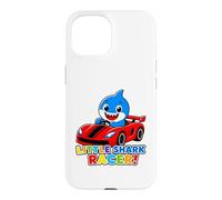 Carcasa para iPhone 15 Little Shark Racer Kids Cute Shark Race Car Diseño para niños