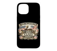 Carcasa para iPhone 15 Llevé Uniforme Durante 250 años, Veterano de la Libertad, Eagle Flags, EE. UU.