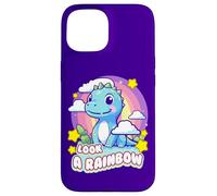 Carcasa para iPhone 15 Look a Rainbow Cute Dinosaur with a Rainbow and Stars