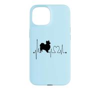 Carcasa para iPhone 15 Los Perros Papillon Dog My Heartbeat EKG Son mis Amantes de los Perros cardiovasculares